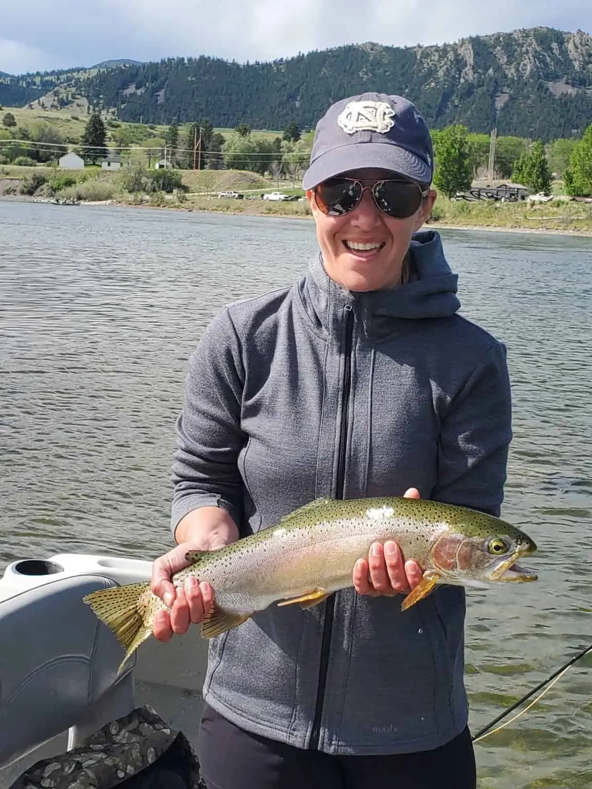 Woman holding Fly Fishing Fish Missouri River
